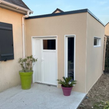 Annexe de jardin en béton enduit Toit Terrasse